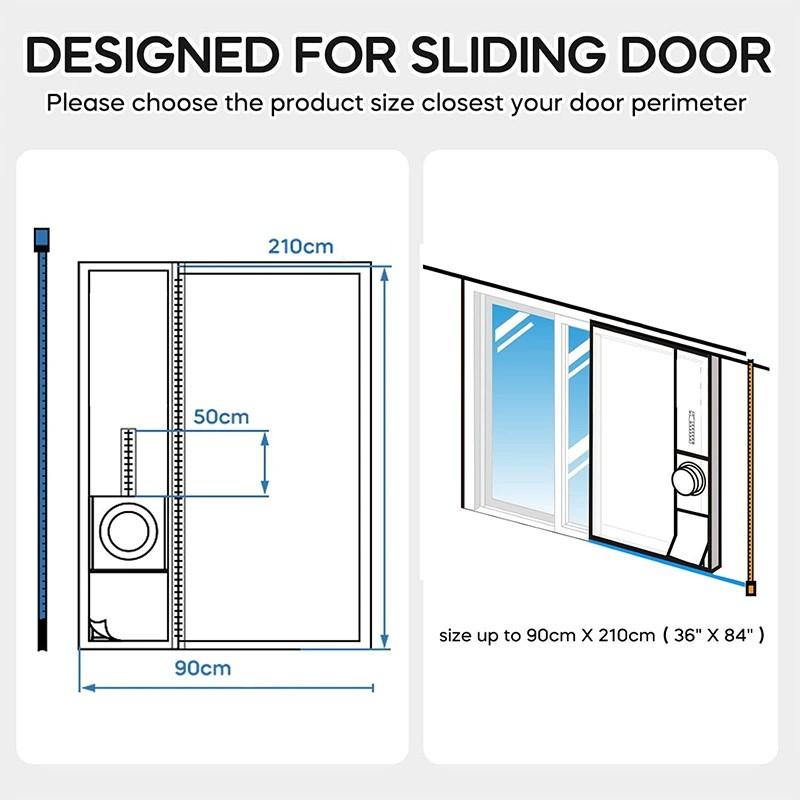 Tragbare Klimaanlage Fensterabdichtung, 500CM AC Drehfenster Abdichtungskit, Hitzestopp Austauschschutz mit Reißverschluss und Klettverschluss Funktioniert mit Wäschetrockner