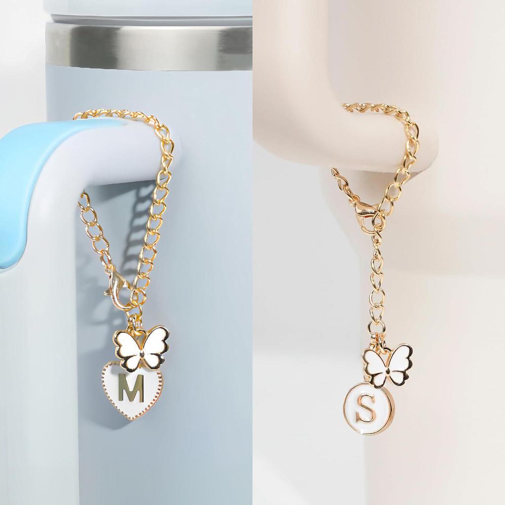 Butterfly Heart Cup & Plate Pendant with English Letter Charms
