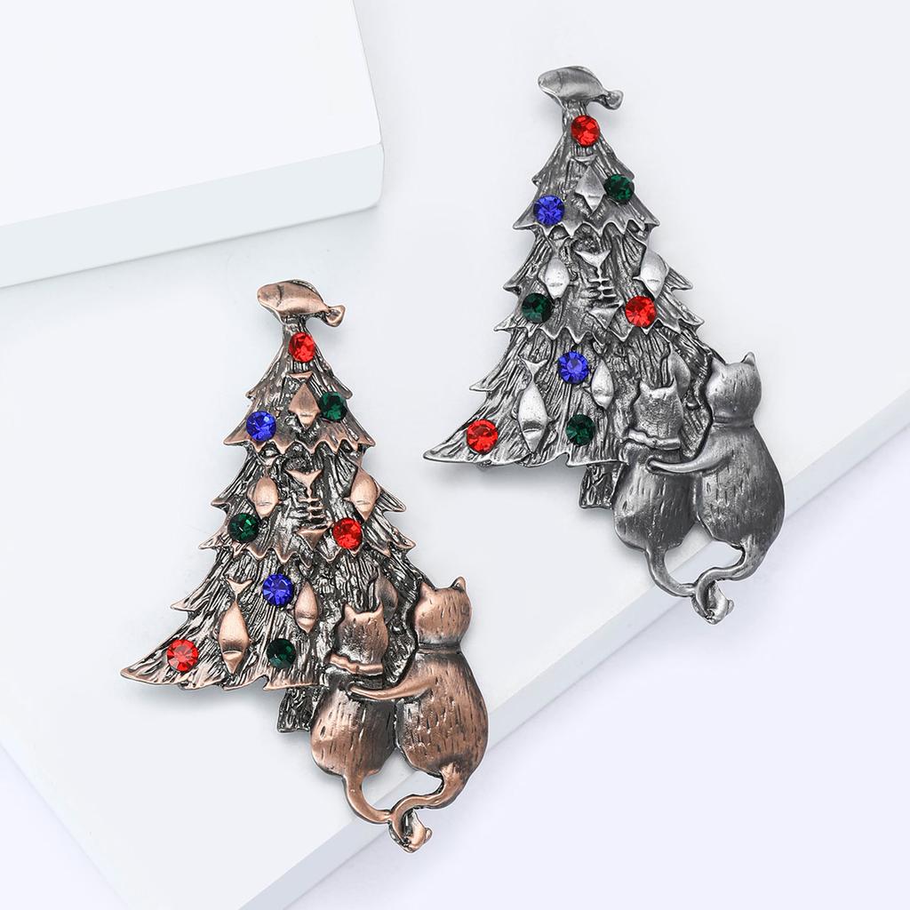 Fashion Rhinestone Christmas Tree Brooches for Women Plant Decorative Pins Keychain Event Party New Gifts Jewelry Accessories
