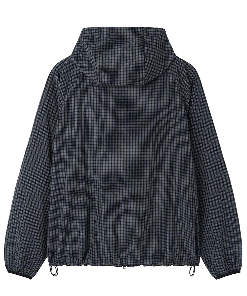 Openyard(Oy) Check Hooded Windbreaker - Black