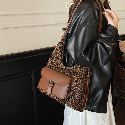 Sac grande capacité pour femme nouveau sac à dos imprimé léopard sac à dos de voyage sac à bandoulière messager pour les trajets quotidiens marée