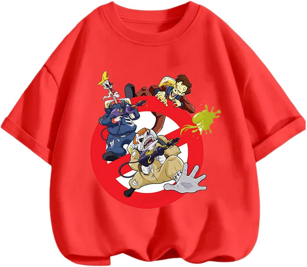 Cute Printed T Shirt Ghostbusters Trendy Cartoon Style Breathable Fabric Casual Tops For Kids 3 14 Years Old