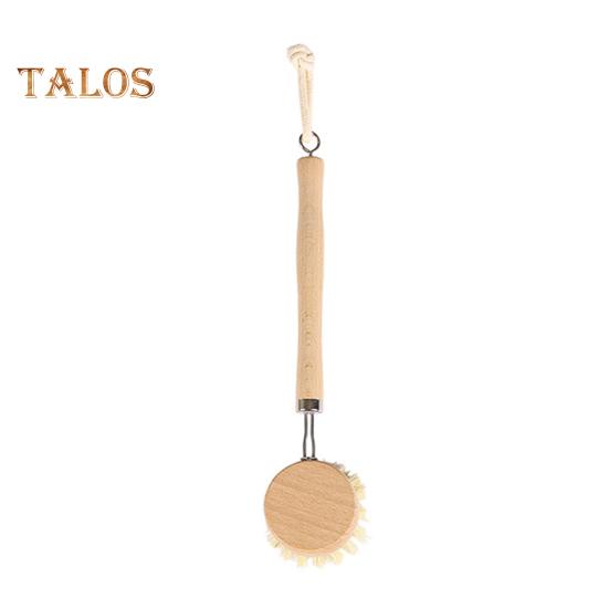 Pot Brush with Ergonomic Long/Short Round Handle High Density Bristle Wooden Cleaning Brush Stain Remover Brush