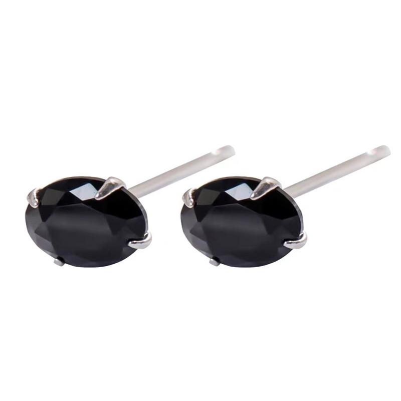 Black Zircon Diamond Stud Earrings with Four-Prong Set, S925 Silver Needle, Versatile Mini Rhinestone Jewelry for Women
