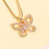Zircon Butterfly Necklace For Women, High-End Simple Temperament, Hollow Pendant Set.