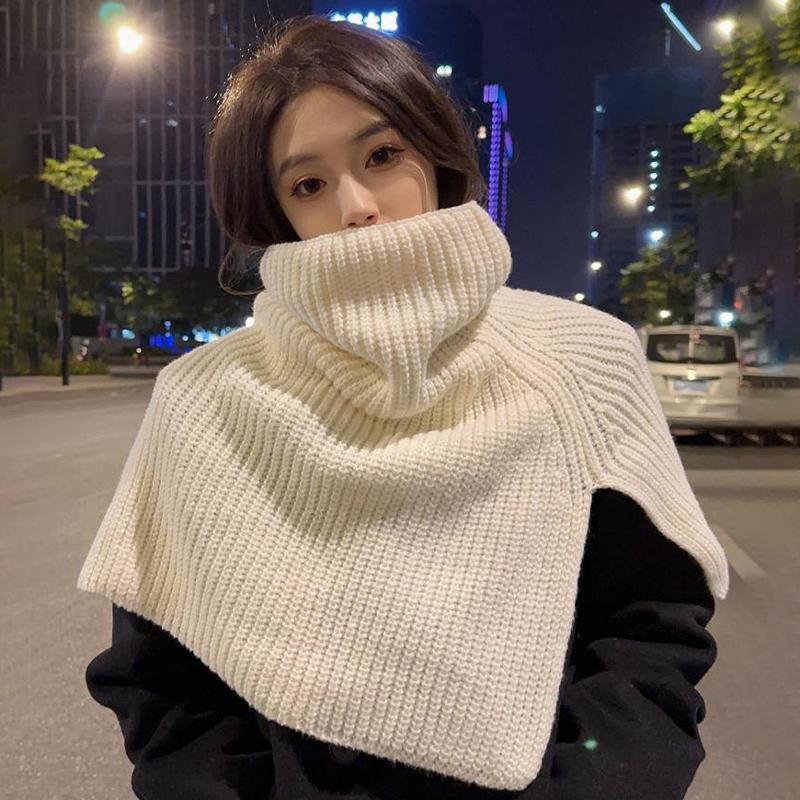 High Collar Shawl Winter Keep Warm Neck Protection Pullover Knitted Scarf For Women