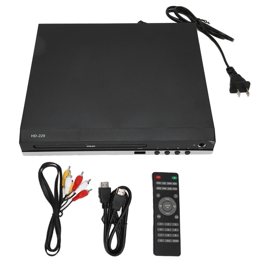 Mini DVD Player 1080P Support AV Output Remote Control HD Multimedia Interface DVD CD Player with USB Port 110‑240V