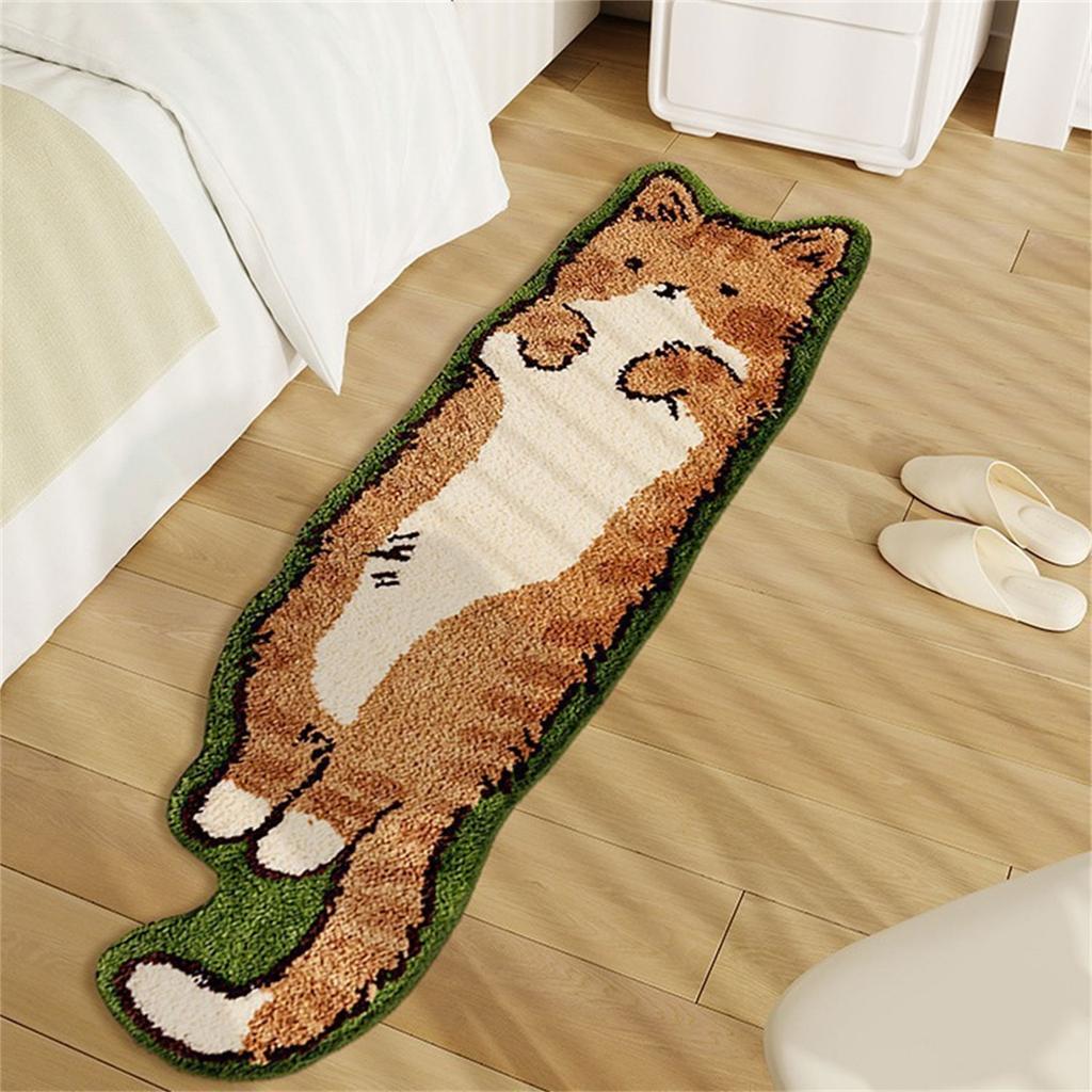 Washable Polyester Area Rugs for Bedroom Cute and Funny Children's Carpet in Irregular Shape Cat Entryway Rug