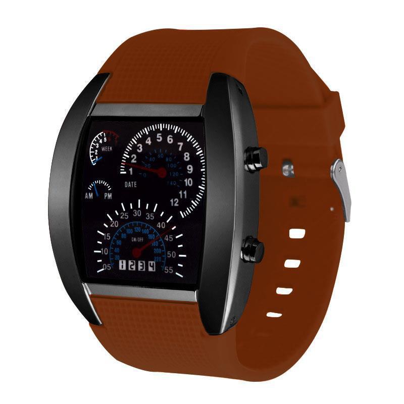 Aviation LED Men's Electronic Sports Dashboard Watch