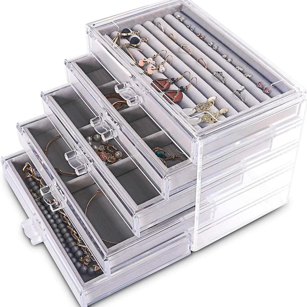 Wielopoziomowe pudełko na biżuterię na kolczyki i małe przedmioty - Przechowywanie i organizacja w domu