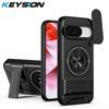 KEYSION Magnetic Phone Case for Google Pixel 9 10 Pro XL 10 9 Pro Slide Camera Protection Upright Stand 360°Ring Shockproof Cover