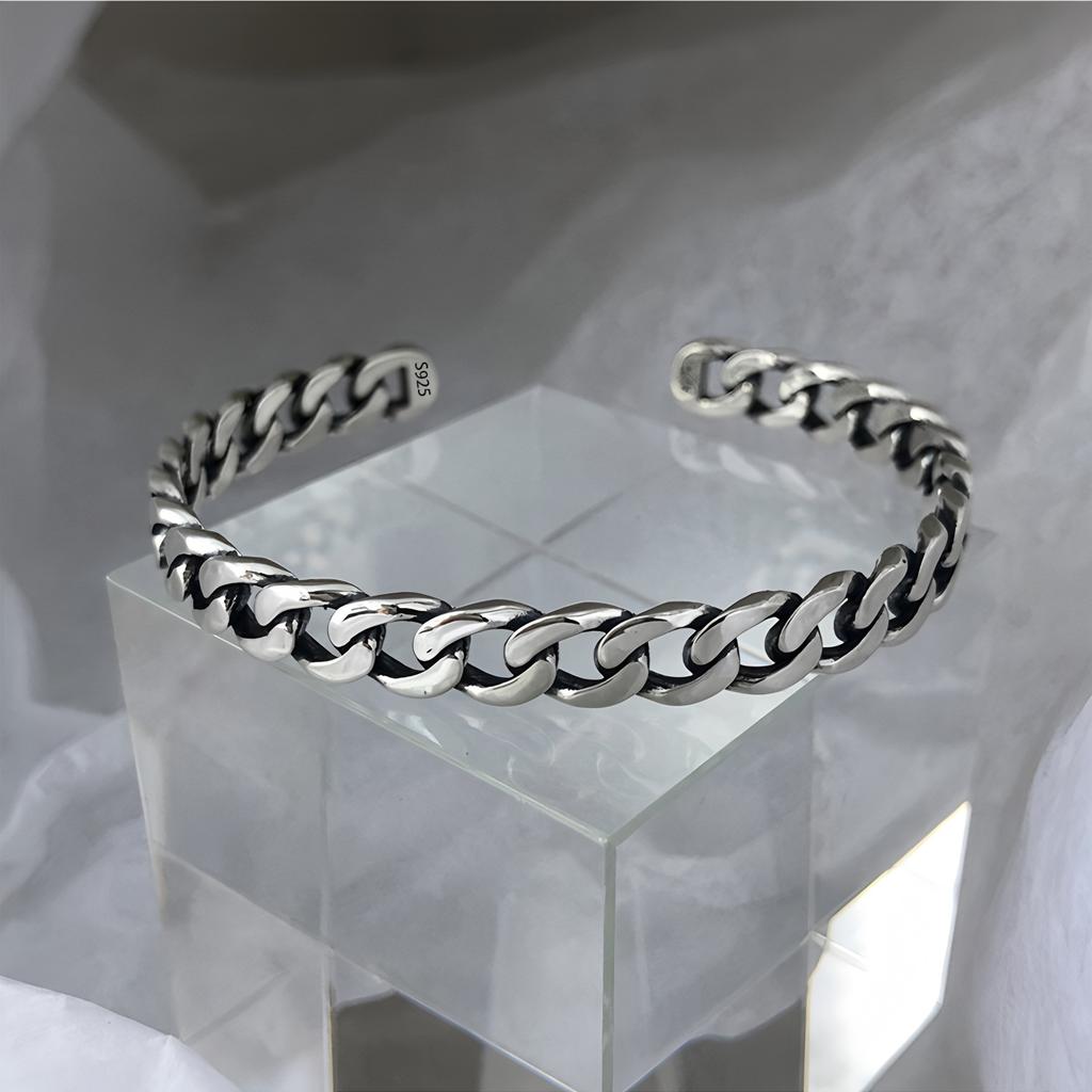 PANJBJ 925 Sterling Silver Feather Adjustable Couple Bangle Gothic Punk Design Women Jewelry Gift Lucky Bracelet Dropshipping