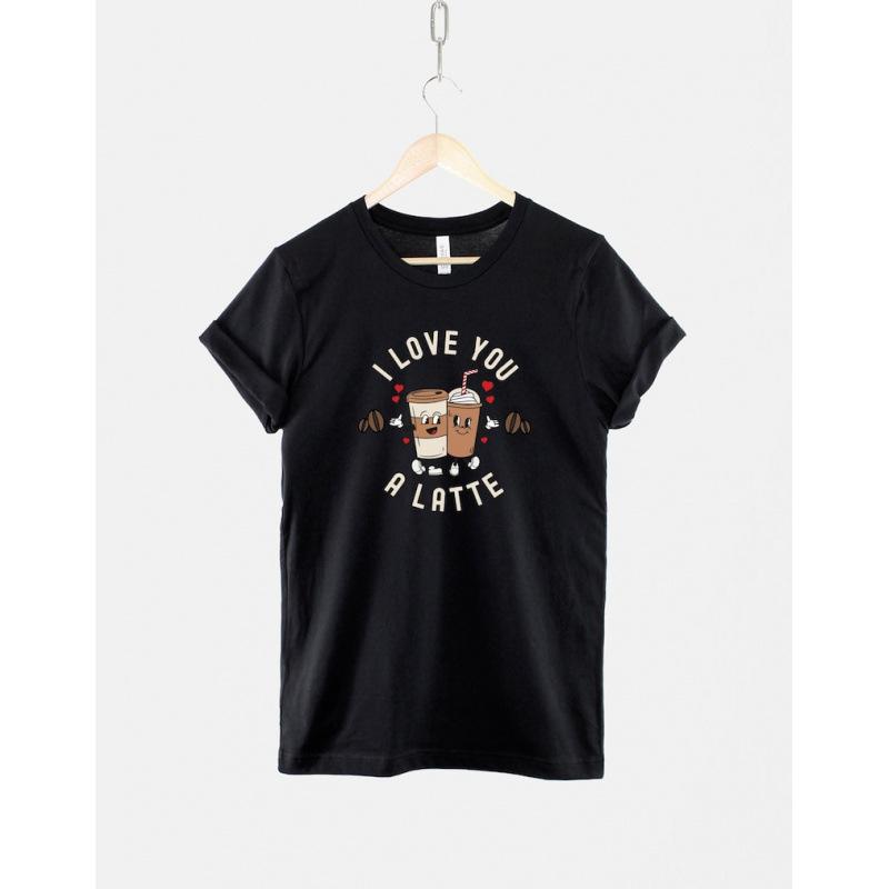 Fashion Personality T-Shirt I Love You A Latte T-Shirt: Retro Coffee Lover G S чёрный