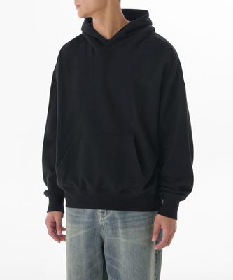 Loose Balloon Hooded Sweatshirt [Black]
