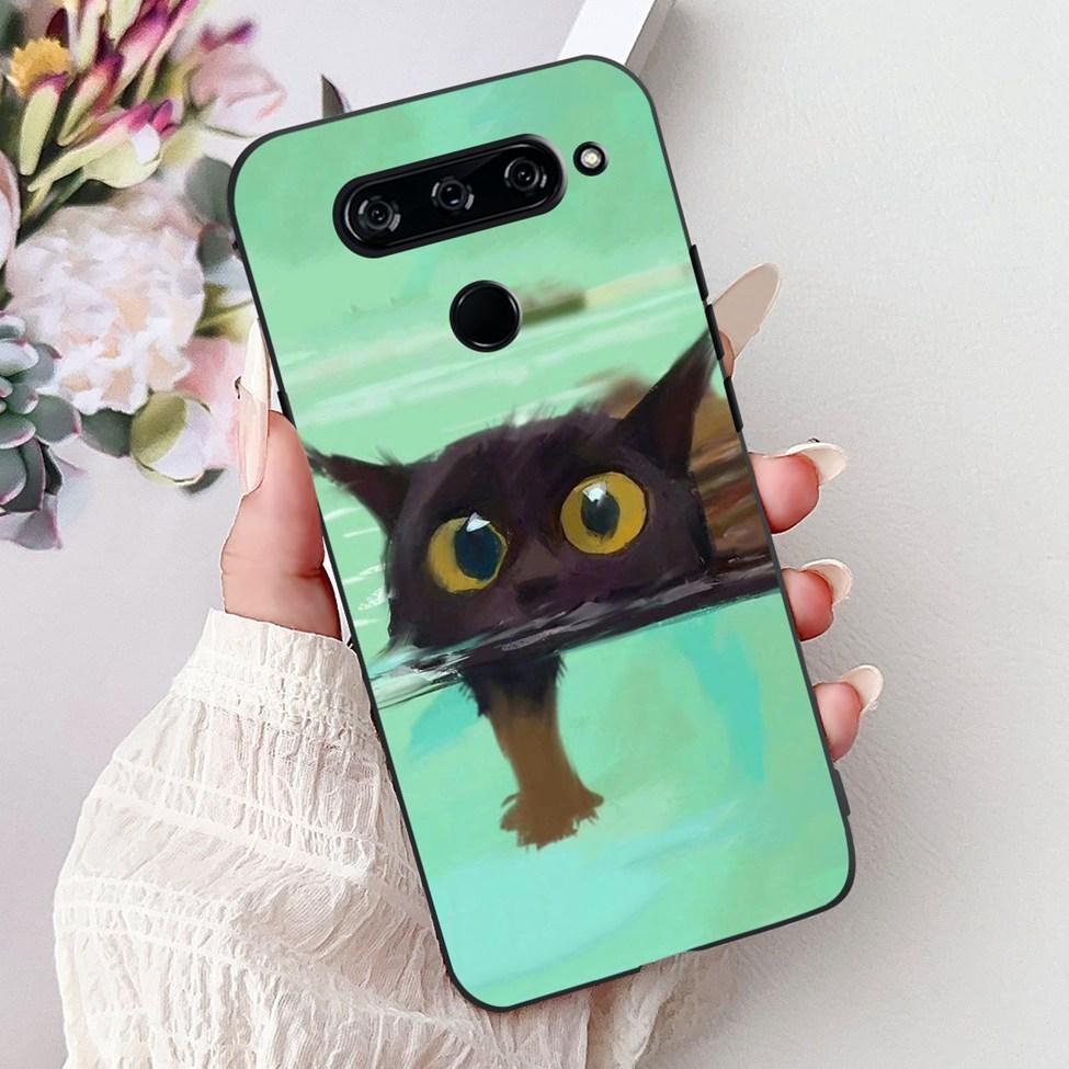 Funda For LG V40 ThinQ Case Cover Silicone Luxury Fashion Cute Cat Cool Shockproof Bumper Casing For LG V405 LM-V405 LM-V409N