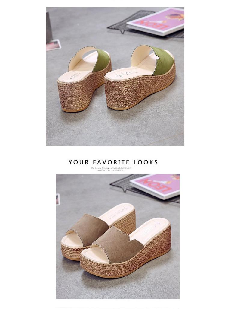 Women's 2019 Korean-Style Summer Platform Wedge Sandals - Thick Sole One-Strap Slippers
