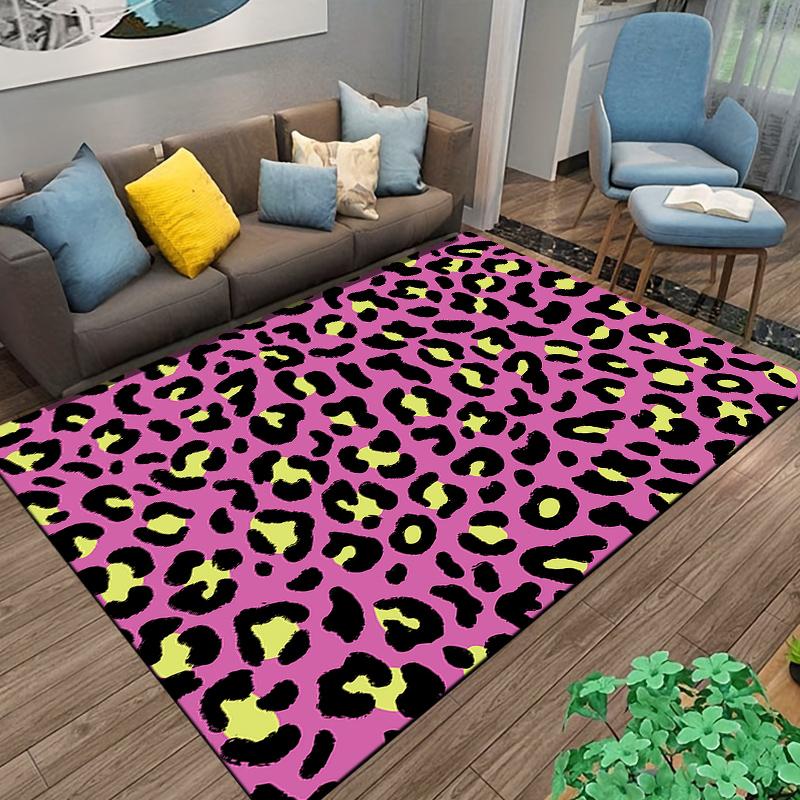 Rainbow Gradient Leopard Print Carpet with Bold Black SpotsVibrant Decorative Suitable for use as an anti-slip for room and bedroom sofas