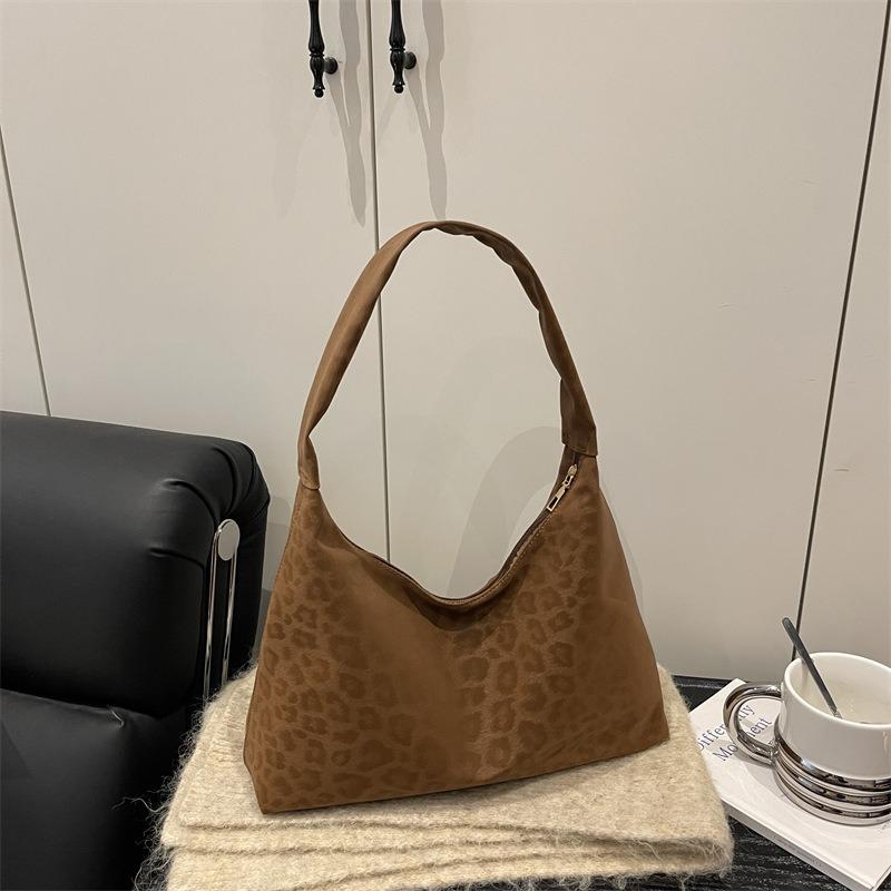 Retro leopard print bag women's new fashionable large-capacity versatile shoulder underarm bag casual retro tote bag