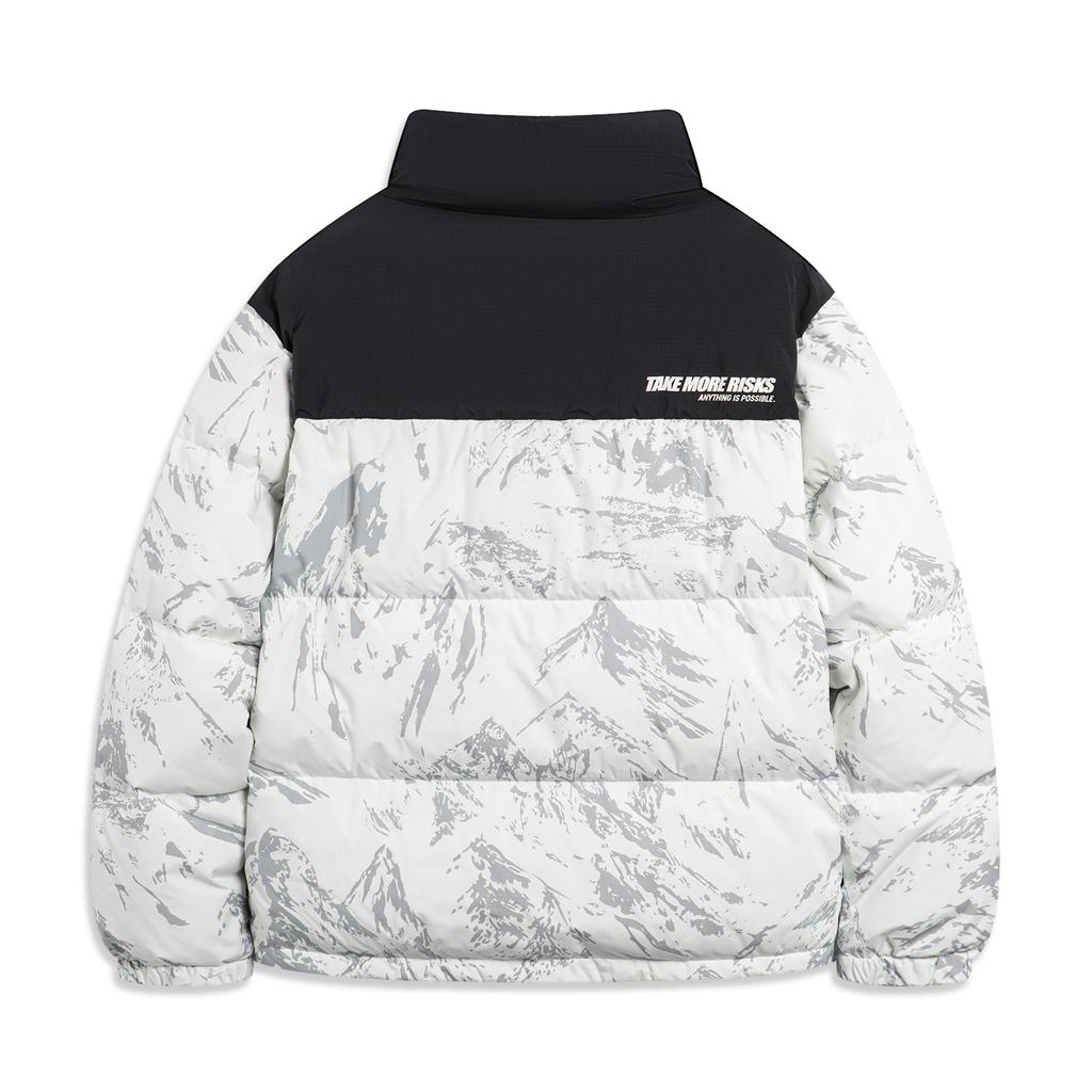 Li Ning Hot Pots Down Collection Down Jacket Unisex White Gray Snow Mountain AYMU497-1