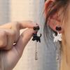 New Geometric Asymmetric Bow Cat Droplet Pendant Earrings Unique Fun Cute Sweet Versatile Jewelry Gifts Wholesale