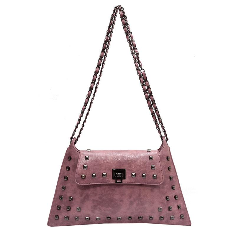 Retro rivet bag women's 2025 spring new textured chain portable shoulder messenger women's bag