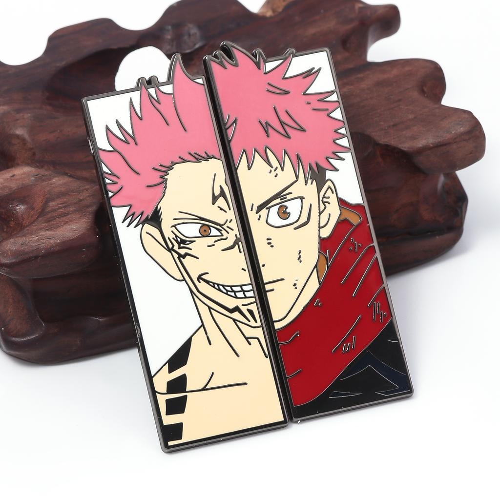 Anime Jujutsu Kaisen Brooch Anime Character Itadori Yuji Ryomen Sukuna Half Face Badge For Women Men Fans Jewelry Charm Gifts