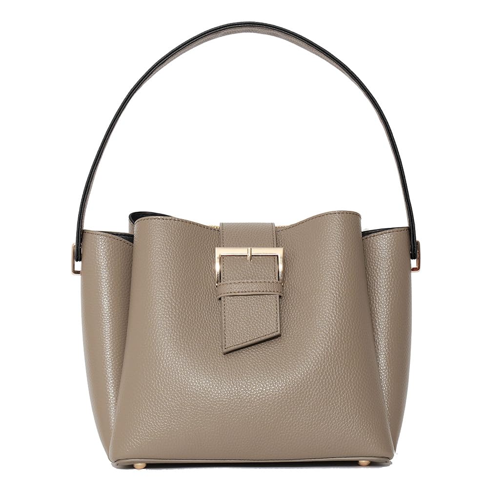 Tote Flap Genuine Gray Beige [REAIMER] Women's Bag, Small, Formal, Simple, Belt, Leather,