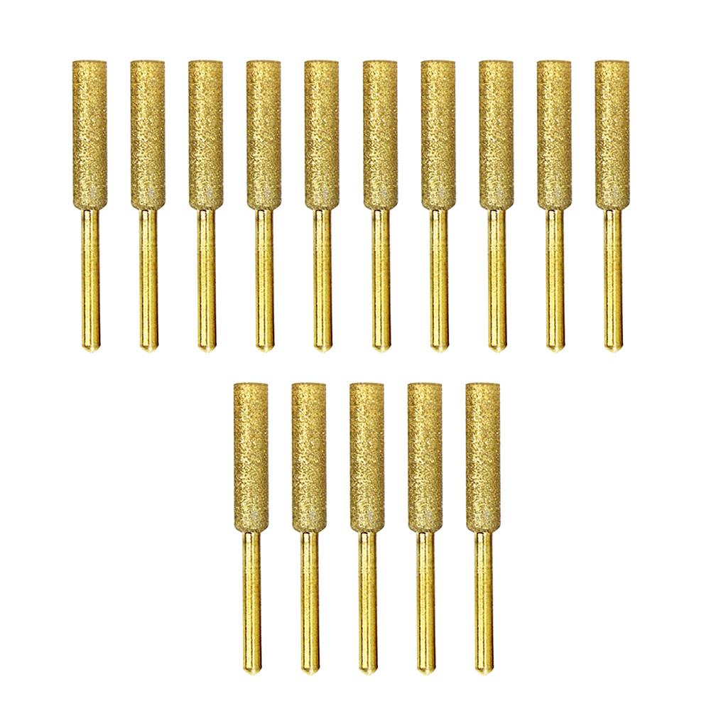 15pcs Stone File Sharpening Diamond Coated Cylindrical Burr Chainsaw Sharpener for Electric Grinder Engraving Machine