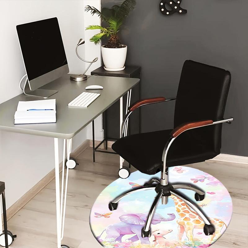 

1PC Giraffe Elephant Non-Slip Floor Round carpet, Office, family, bedroom, Large Area Rug Indoor Rugs, Vibrant Colors-Z0474 80cm by 80cm
