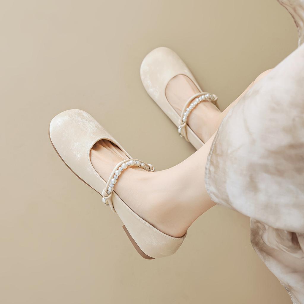 Cute round head ballet shoes shallow mouth word with Mary Jane summer flat shoes women