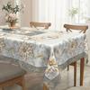 Elegant White And Gold Floral Round And Rectangular Tablecloth With Embossed Edges, Luxurious Lattice