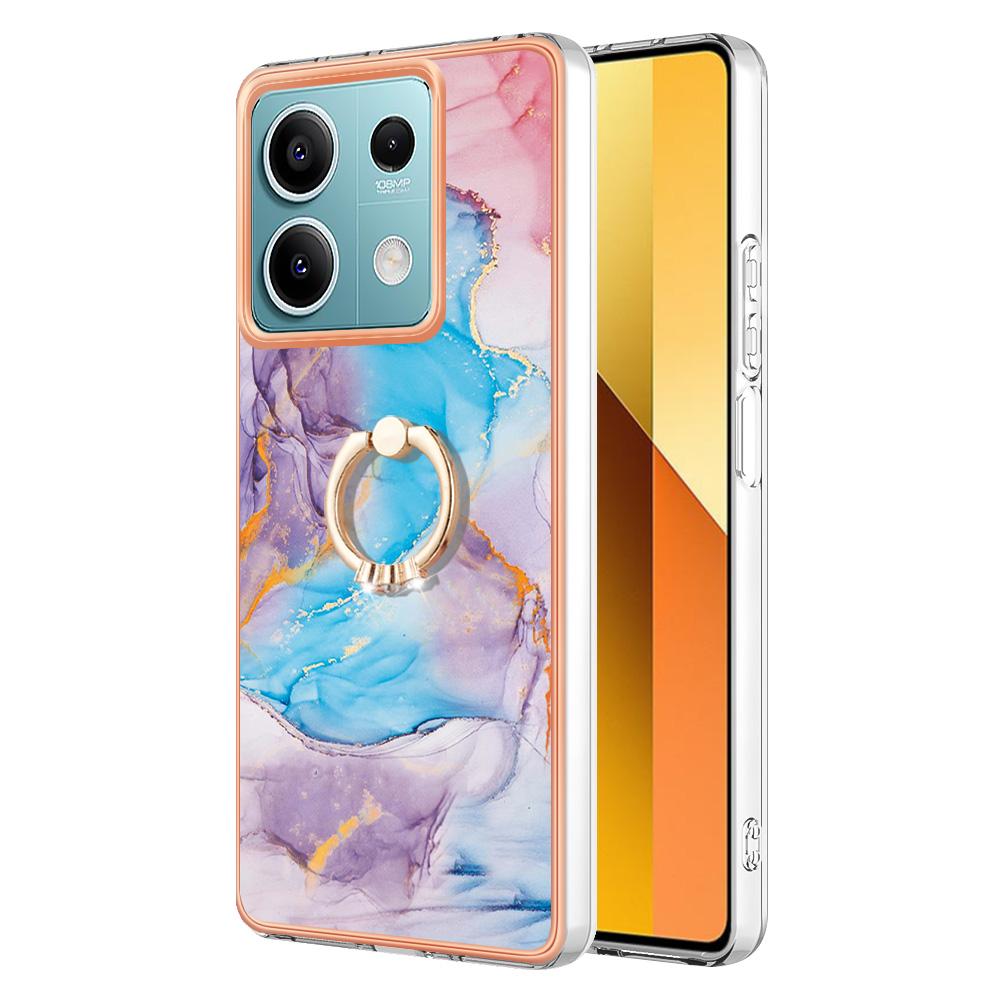 For Xiaomi Redmi Note 13 5G Case with Ring Kickstand IMD Marble Pattern TPU Back Cover