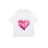 Oversized T Shirt Black Pink Watercolor Heart Print Casual Wear For Women