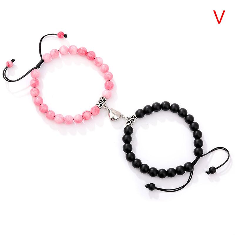 2021 2Pcs/Set Natural Stone Beads Yoga Bracelet For Lovers Distance Magnet Couple Bracelets Friendship Jewelry