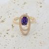 Elegant Oval Zirconia Open Ring Surround Design Adjustable Bridal Ring Wedding Party Gift