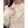 Women's Retro Lace Semi-High Neck Long Sleeve Top - Spring/Summer
