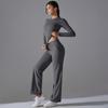 Auroth Long Sleeve Yoga Set With Pockets Women Workout Colthes Gym Top Wide Leg Fitness Pants Sportswear