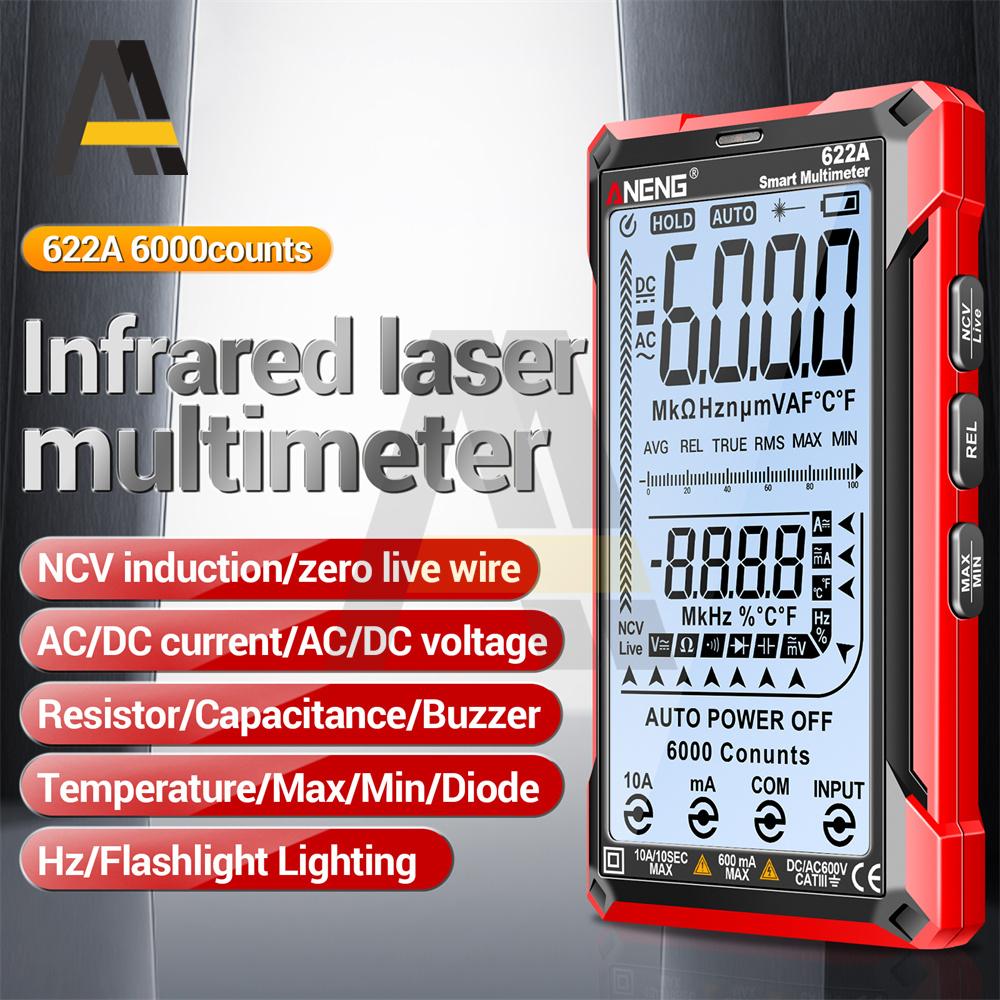ANENG 622A/622B Digital Multimeter Professional AC/DC Volt Ammeter With Laser Lamp Capacitance Ohm Temp Tester for Electrician
