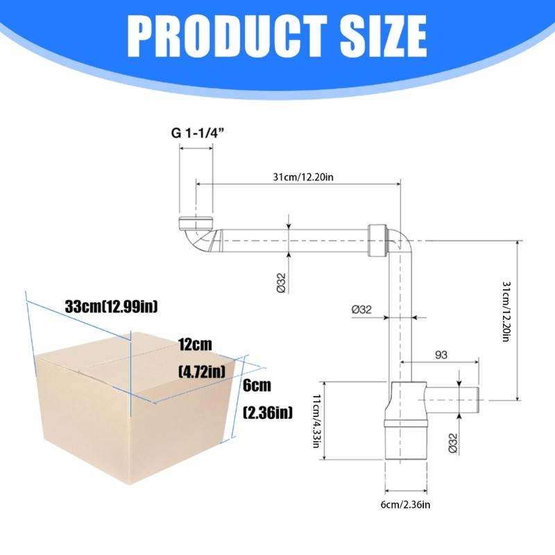 Adjustable Sink Drain Trap 1-1/4Inch Space Saving Sink Waste Trap Bathroom Drain Pipe Rotating Sink Waste Trap