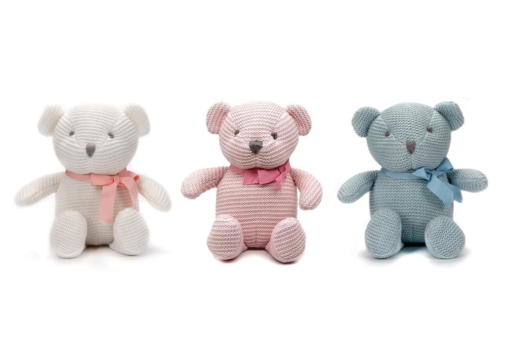 FLUFFYFUN 100% Organic Cotton Baby Toys, Teddy Bear Plush Toys, 16.5cm (Set of 3)