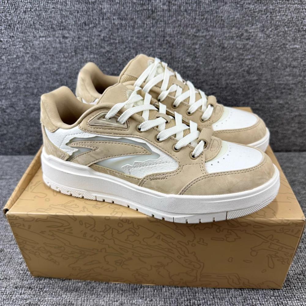 New Anta 982 Wear-resistant And Lightweight Low-Top Skateboard Shoes Women's Brown White 122348067S-1