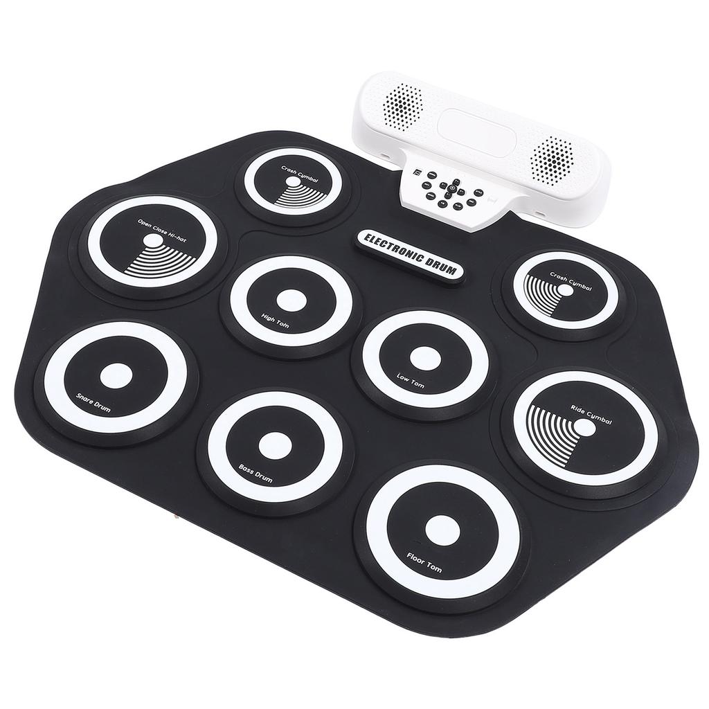 Electronic Drum Pad Portable Hand Rolled Drum Pad Double Speakers Bluetooth Rechargeable Silicone Ro
