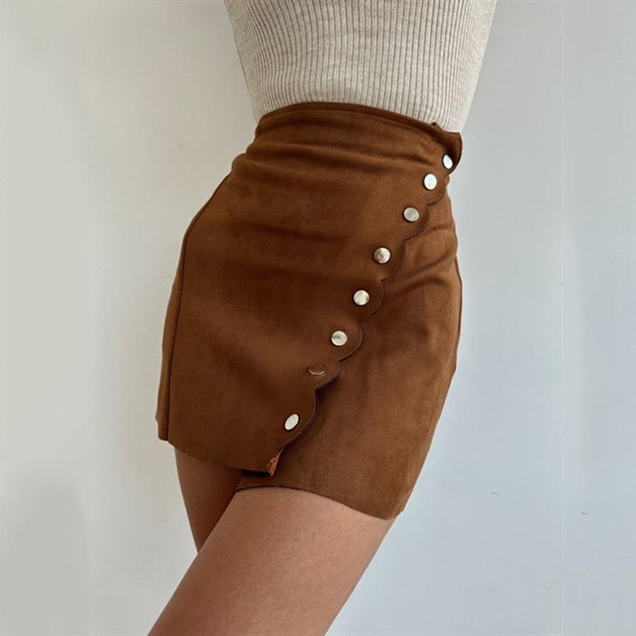 Women's Sexy Little Miss Puffer Skirt Autumn Winter New Fashion One-Buckle Bodycon Mini Skirt