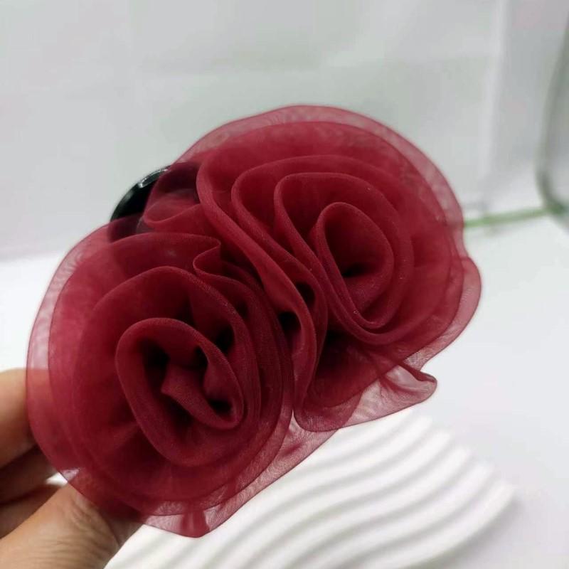 French Style Rose Net Hair Claw Clip for Women Elegant and Simple Hair Accessories Fashionable Chic and Delicate Hair Claw Daily
