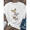 European Size Women's "Flying Butterfly" Printed Short-sleeved Shirt, Suitable for Daily Wear, Made of Soft and Breathable Polyester Fiber