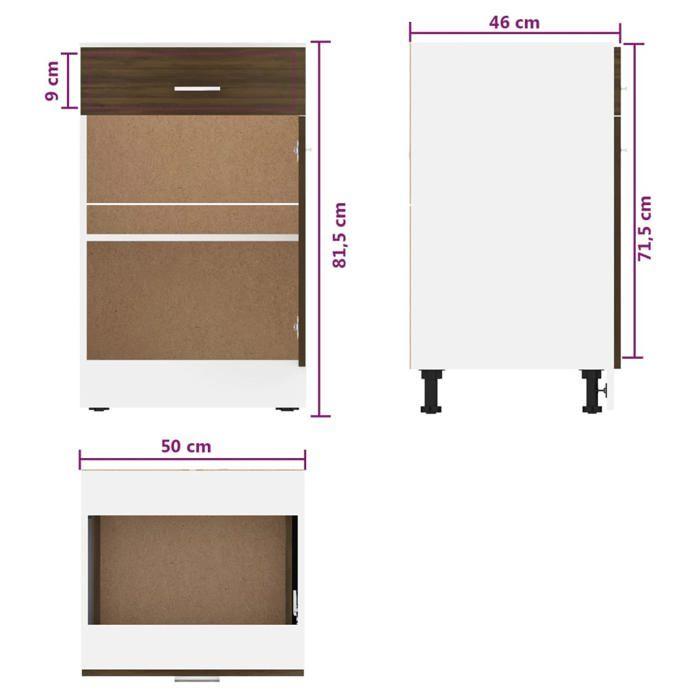 VidaXL Armoire à tiroirs inférieure "Lyon" Chêne brun 50 x 46 x 81,5 cm Bois d'ingénierie 815575