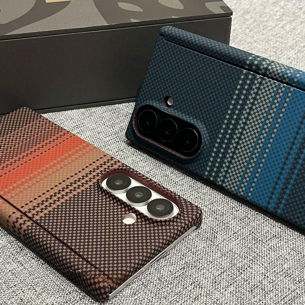 Business 600D Carbon High-end Aramid Fiber Texture Phone Case for Samsung Galaxy Z Fold 8 Ultra 8 7 6 5 Hinge Protective Anti-drop Back Cover