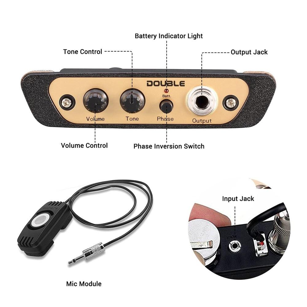 QWAX Cajón Box Drum Preamp Pickup Microphone with 1/4 Inch Jack