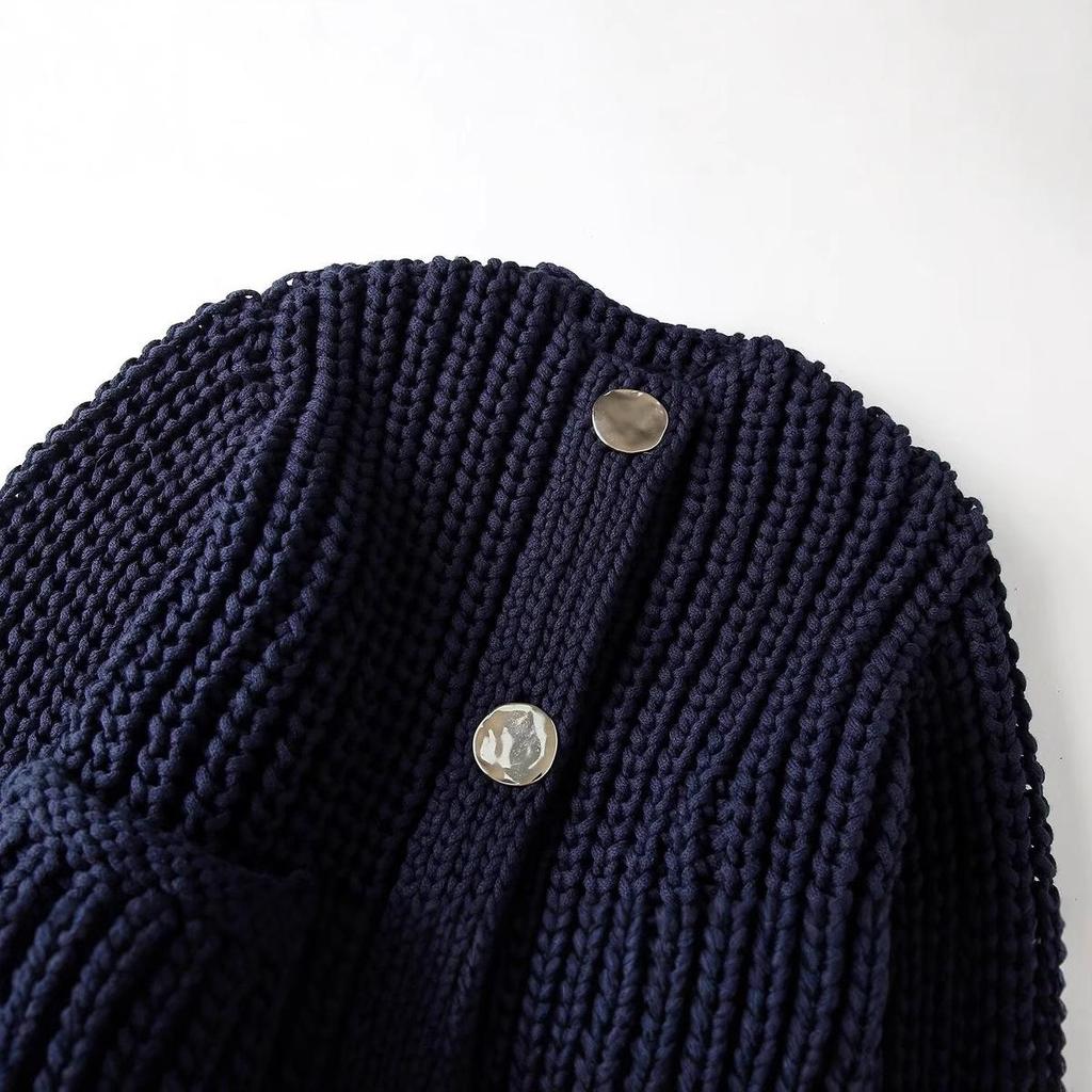 Women's Chunky Knit Round Neck Sweater - European & American Street Fashion
