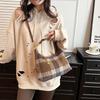 IELGY Autumn Winter Fashion Plaid Bag Woolen Plaid Contrast Color Small Square Bag High-End Messenger Shoulder Bag